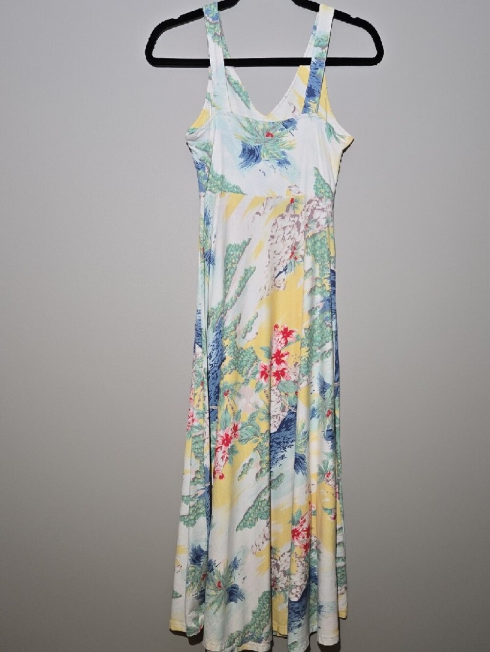 American Living Yellow White Floral Maxi Dress Beach Vacation Summer Cruise - Picture 2 of 6